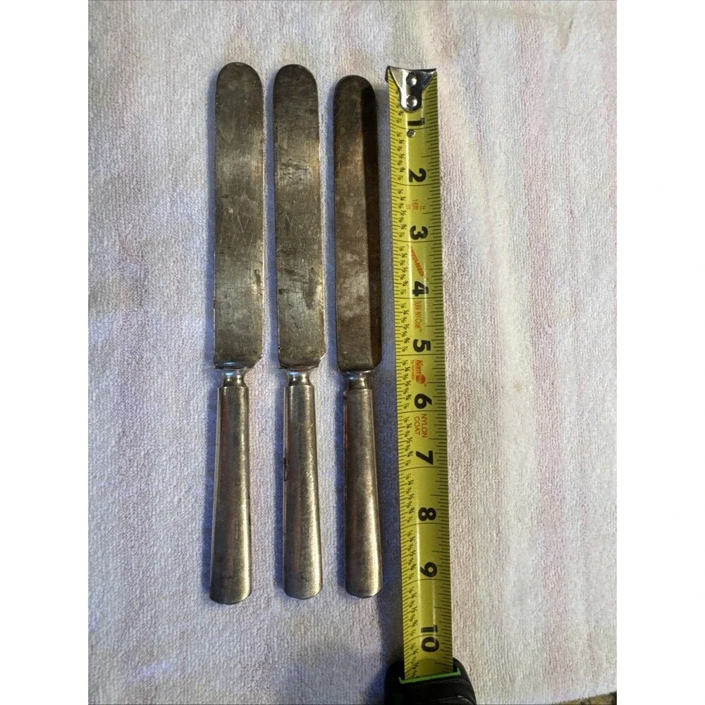 Reed & Barton Silverplate Table Knife Lot 3 Vintage Flatware Hollow Handle